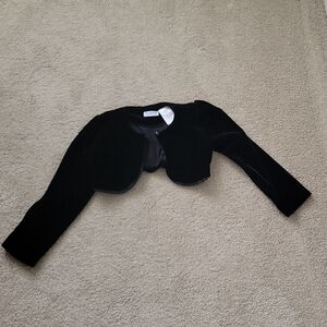 Blueberi Boulevard Black Velvet Bolero Jacket for Girls 6x